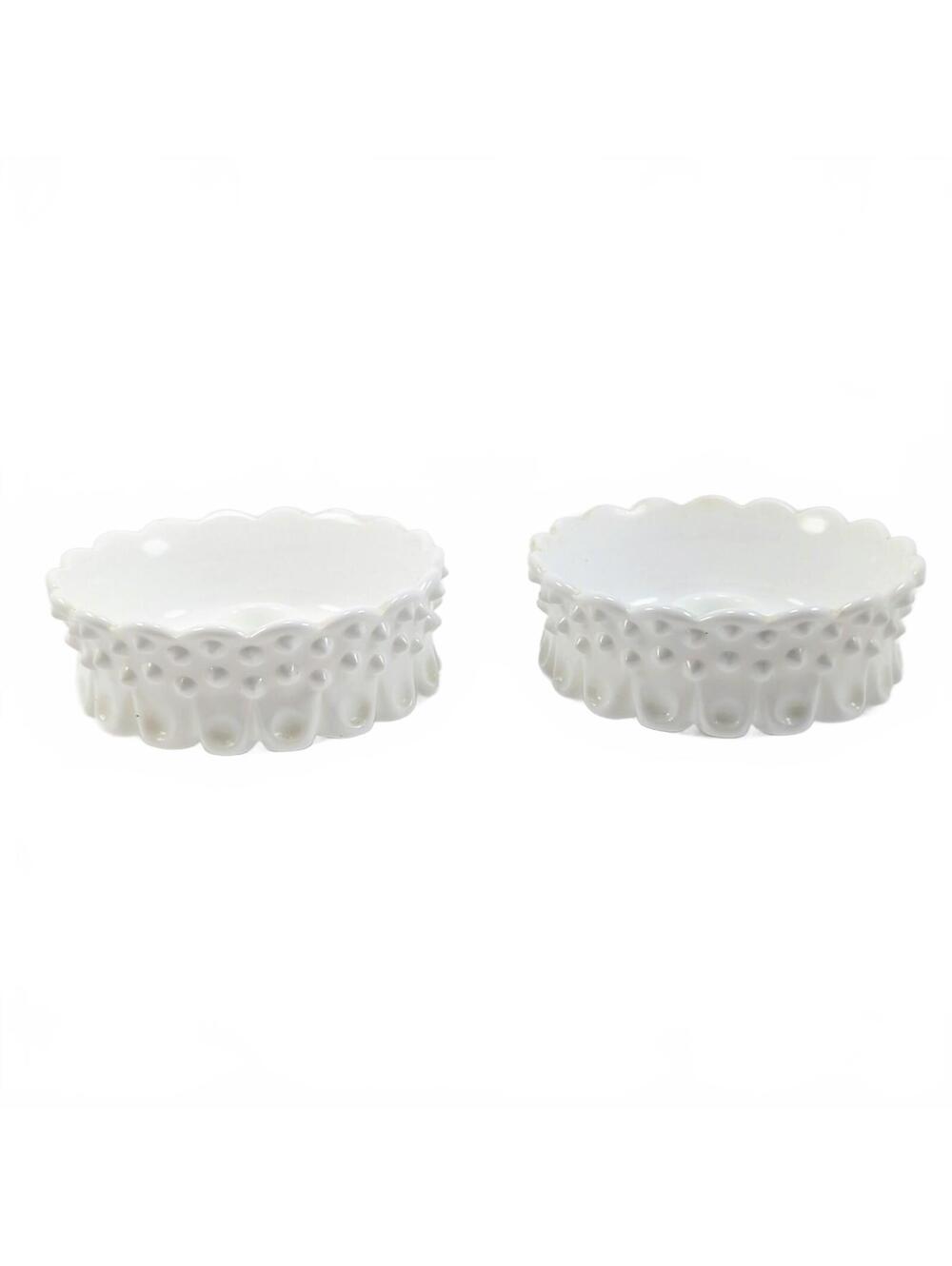 Vtg Fenton Milk Glass Hobnail Candle Holders - Set of 2
